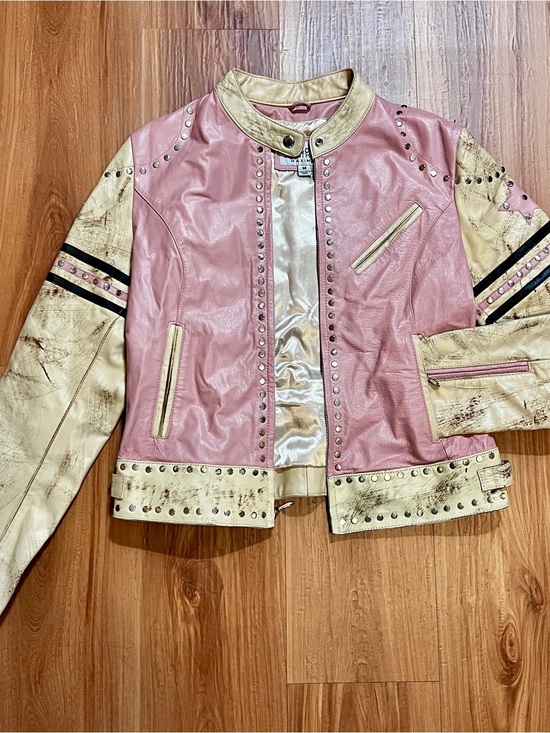 Wilsons Leather Jackets & Blazers - Wilson's Rare Vintage Pink Leather Maxima Star Distressed Jacket Size M Studded